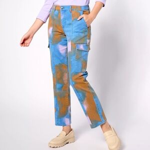 LOGO by Lori Goldstein straight leg CEgo Pants jeans women’s tie dye ankle 12p